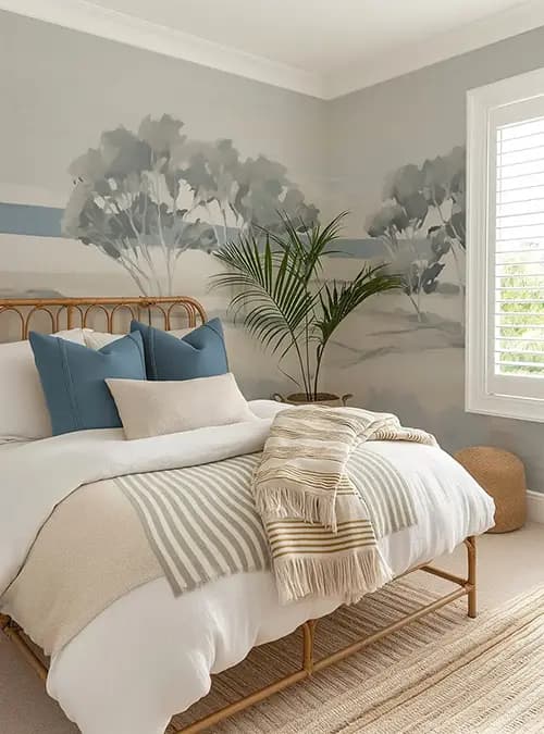 Bedroom wallpaper installation service starting at $2.00 per sq.ft.